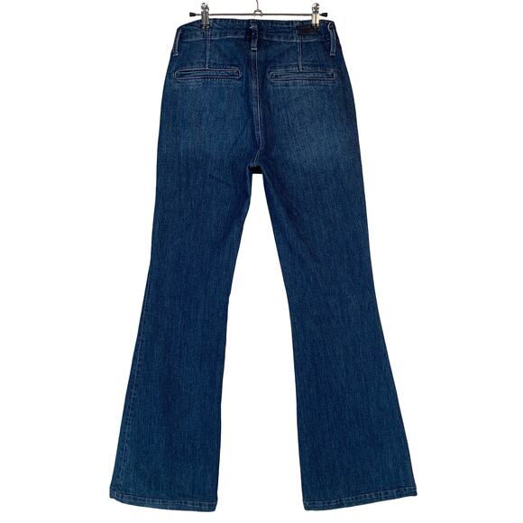 PAIGE Genevieve Jeans Women 27 High Rise Flare Belted Medium Indigo Cecilia - Picture 16 of 16